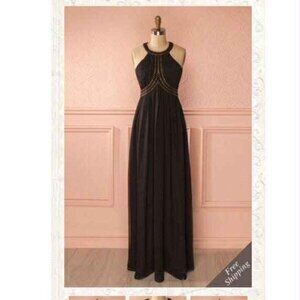 Black high neck open back maxi dress size S